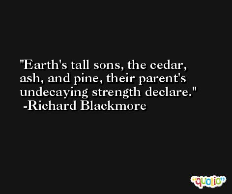 Earth's tall sons, the cedar, ash, and pine, their parent's undecaying strength declare. -Richard Blackmore