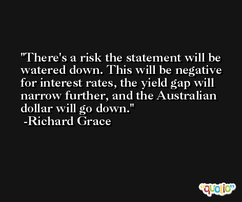 There's a risk the statement will be watered down. This will be negative for interest rates, the yield gap will narrow further, and the Australian dollar will go down. -Richard Grace