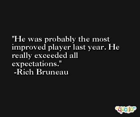 He was probably the most improved player last year. He really exceeded all expectations. -Rich Bruneau