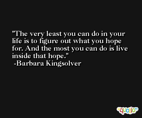 The very least you can do in your life is to figure out what you hope for. And the most you can do is live inside that hope. -Barbara Kingsolver