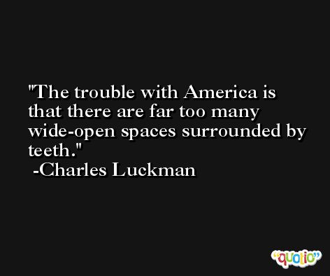 The trouble with America is that there are far too many wide-open spaces surrounded by teeth. -Charles Luckman