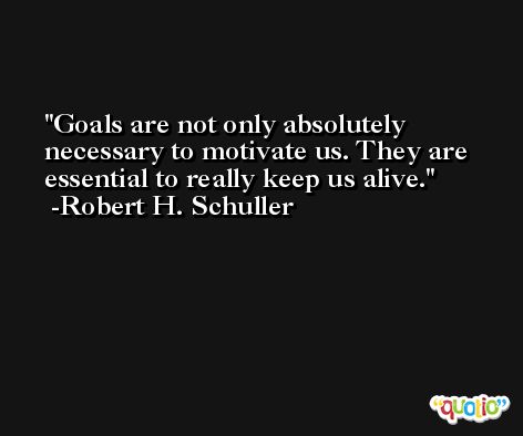 Goals are not only absolutely necessary to motivate us. They are essential to really keep us alive. -Robert H. Schuller