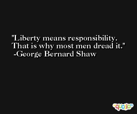 Liberty means responsibility. That is why most men dread it. -George Bernard Shaw