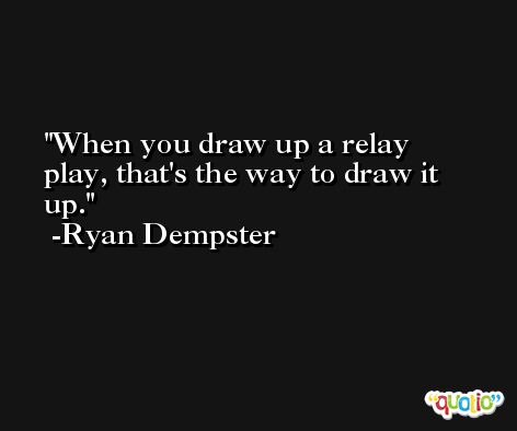 When you draw up a relay play, that's the way to draw it up. -Ryan Dempster