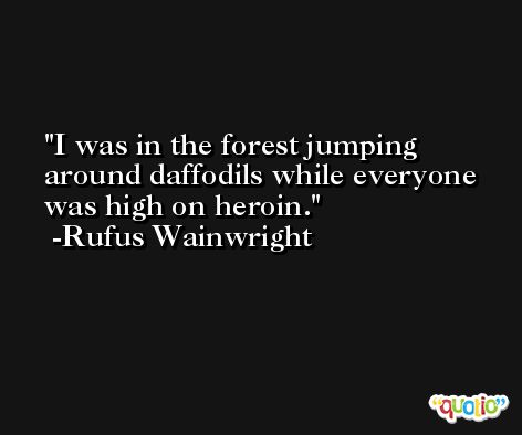 I was in the forest jumping around daffodils while everyone was high on heroin. -Rufus Wainwright