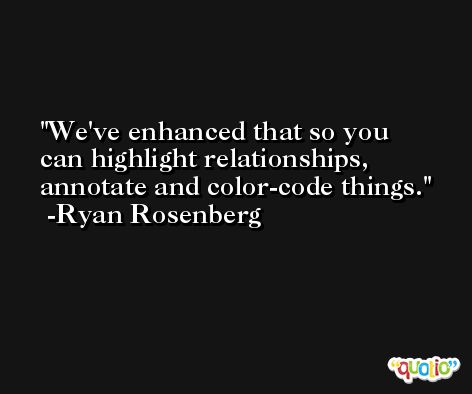 We've enhanced that so you can highlight relationships, annotate and color-code things. -Ryan Rosenberg