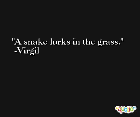 A snake lurks in the grass. -Virgil