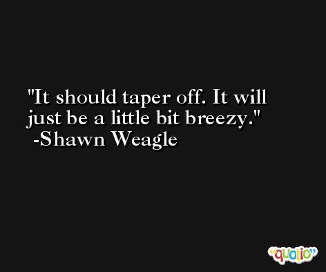 It should taper off. It will just be a little bit breezy. -Shawn Weagle