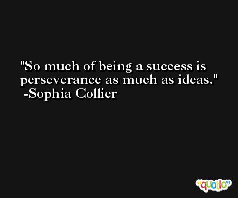 So much of being a success is perseverance as much as ideas. -Sophia Collier