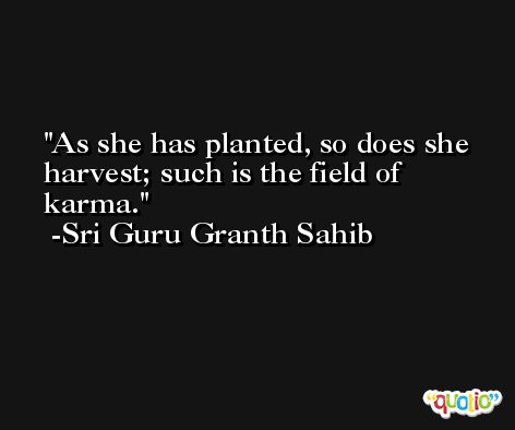 As she has planted, so does she harvest; such is the field of karma. -Sri Guru Granth Sahib