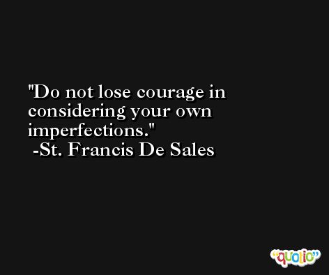 Do not lose courage in considering your own imperfections. -St. Francis De Sales