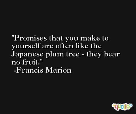 Promises that you make to yourself are often like the Japanese plum tree - they bear no fruit. -Francis Marion