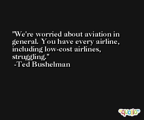 We're worried about aviation in general. You have every airline, including low-cost airlines, struggling. -Ted Bushelman