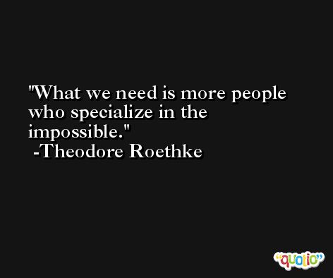 What we need is more people who specialize in the impossible. -Theodore Roethke