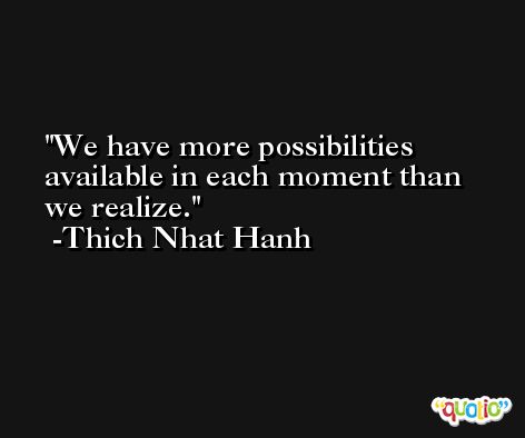 We have more possibilities available in each moment than we realize. -Thich Nhat Hanh