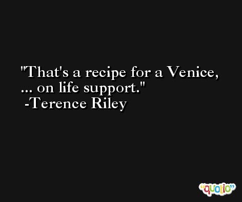 That's a recipe for a Venice, ... on life support. -Terence Riley