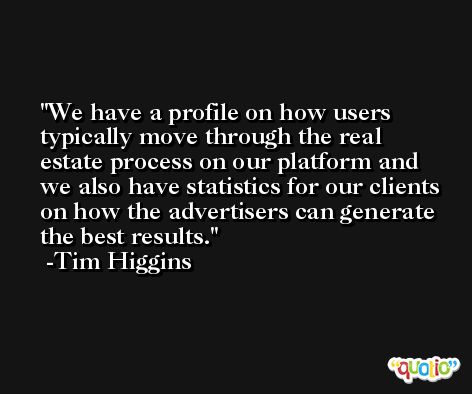 We have a profile on how users typically move through the real estate process on our platform and we also have statistics for our clients on how the advertisers can generate the best results. -Tim Higgins