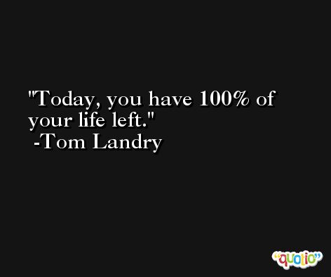 Today, you have 100% of your life left. -Tom Landry