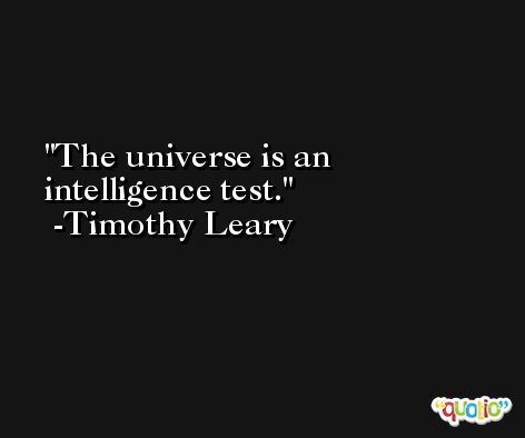 The universe is an intelligence test. -Timothy Leary