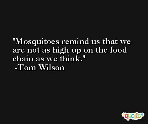 Mosquitoes remind us that we are not as high up on the food chain as we think. -Tom Wilson