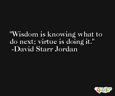 Wisdom is knowing what to do next; virtue is doing it. -David Starr Jordan