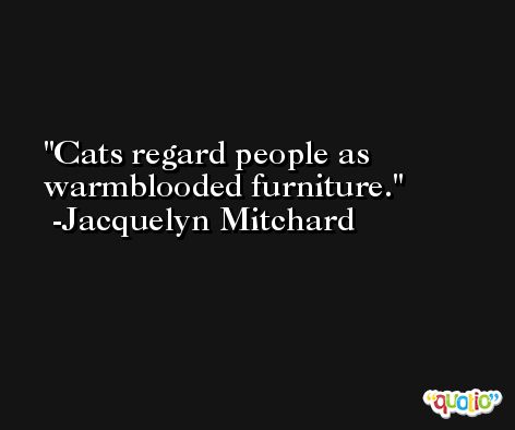 Cats regard people as warmblooded furniture. -Jacquelyn Mitchard