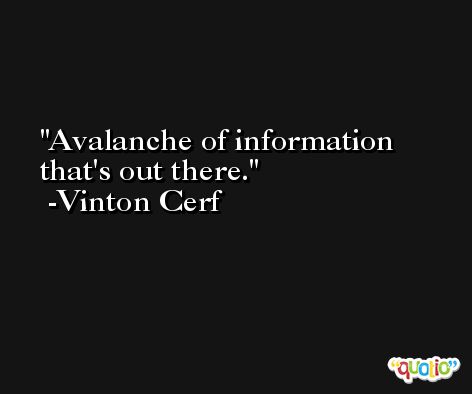 Avalanche of information that's out there. -Vinton Cerf