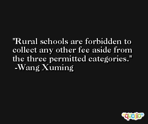 Rural schools are forbidden to collect any other fee aside from the three permitted categories. -Wang Xuming