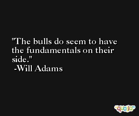 The bulls do seem to have the fundamentals on their side. -Will Adams