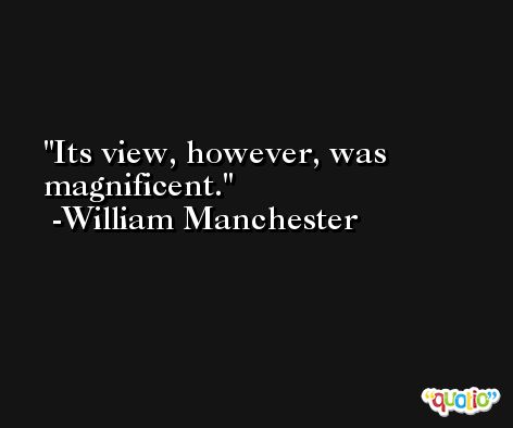 Its view, however, was magnificent. -William Manchester