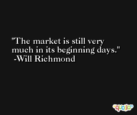 The market is still very much in its beginning days. -Will Richmond