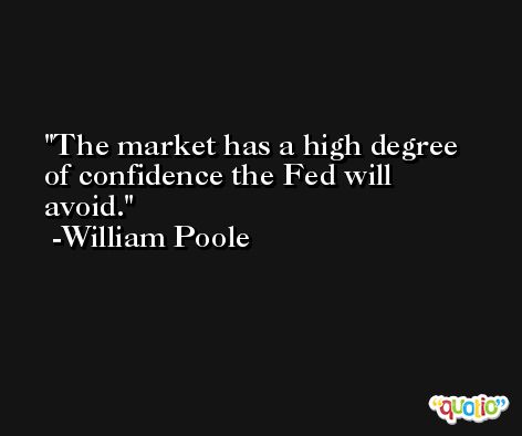 The market has a high degree of confidence the Fed will avoid. -William Poole