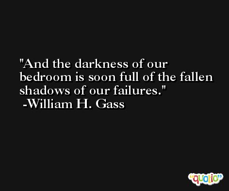 And the darkness of our bedroom is soon full of the fallen shadows of our failures. -William H. Gass