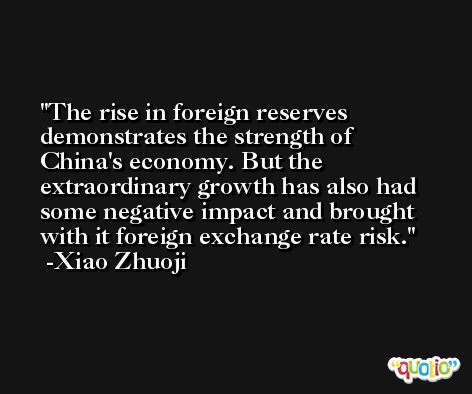 The rise in foreign reserves demonstrates the strength of China's economy. But the extraordinary growth has also had some negative impact and brought with it foreign exchange rate risk. -Xiao Zhuoji
