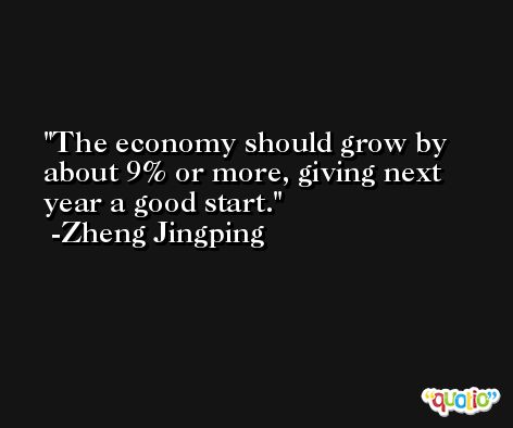 The economy should grow by about 9% or more, giving next year a good start. -Zheng Jingping