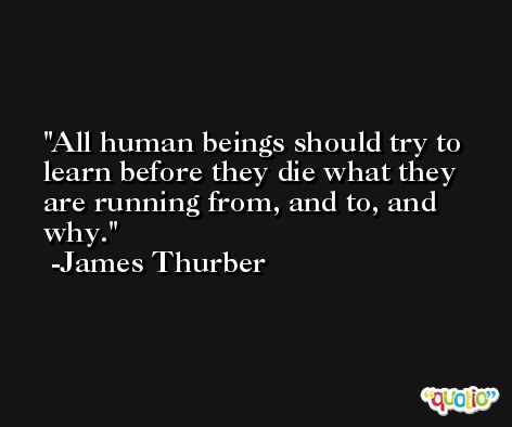 All human beings should try to learn before they die what they are running from, and to, and why. -James Thurber