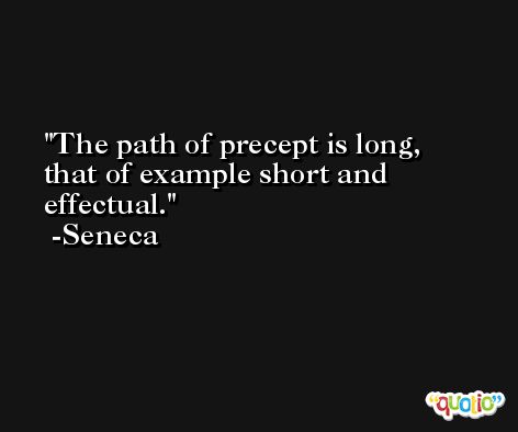 The path of precept is long, that of example short and effectual. -Seneca