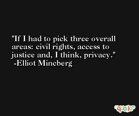 If I had to pick three overall areas: civil rights, access to justice and, I think, privacy. -Elliot Mincberg