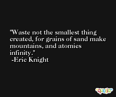 Waste not the smallest thing created, for grains of sand make mountains, and atomies infinity. -Eric Knight
