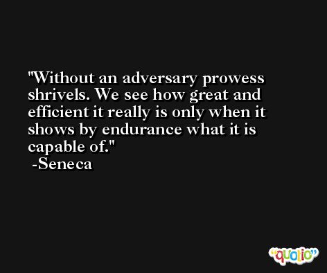 Without an adversary prowess shrivels. We see how great and efficient it really is only when it shows by endurance what it is capable of. -Seneca