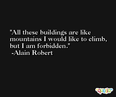 All these buildings are like mountains I would like to climb, but I am forbidden. -Alain Robert