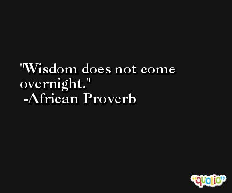 Wisdom does not come overnight. -African Proverb
