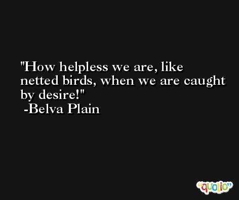 How helpless we are, like netted birds, when we are caught by desire! -Belva Plain