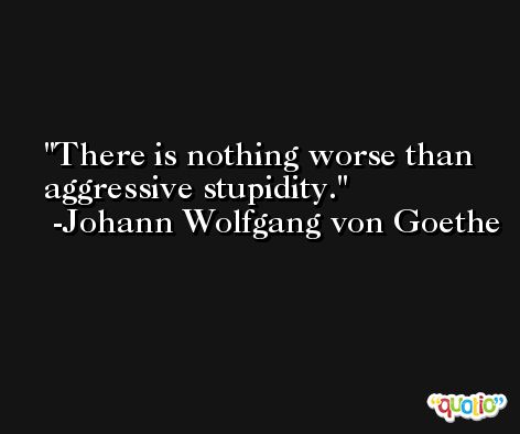 There is nothing worse than aggressive stupidity. -Johann Wolfgang von Goethe