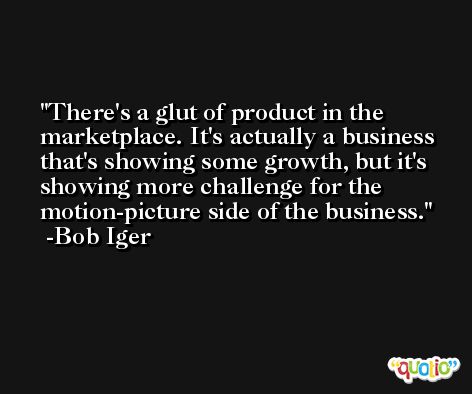 There's a glut of product in the marketplace. It's actually a business that's showing some growth, but it's showing more challenge for the motion-picture side of the business. -Bob Iger