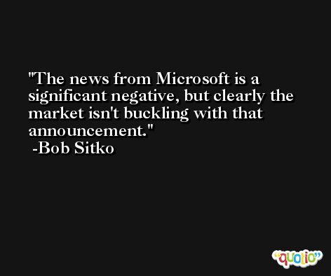 The news from Microsoft is a significant negative, but clearly the market isn't buckling with that announcement. -Bob Sitko