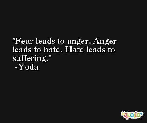 Fear leads to anger. Anger leads to hate. Hate leads to suffering. -Yoda