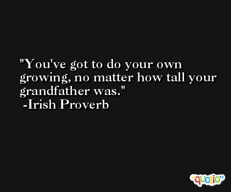 You've got to do your own growing, no matter how tall your grandfather was. -Irish Proverb