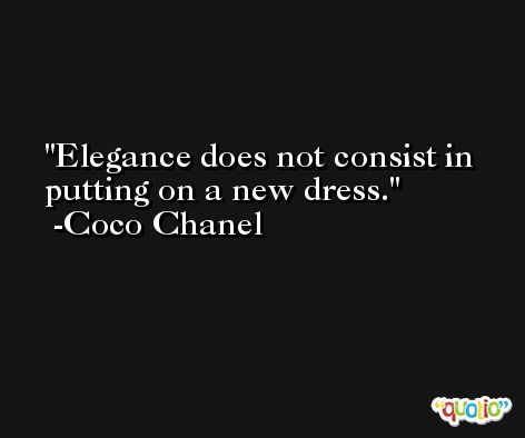 Elegance does not consist in putting on a new dress. -Coco Chanel