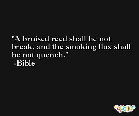 A bruised reed shall he not break, and the smoking flax shall he not quench. -Bible
